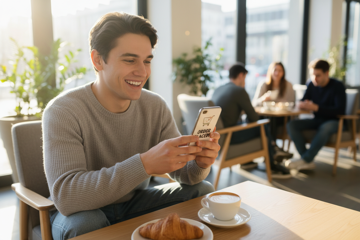 habby client placing order on phone